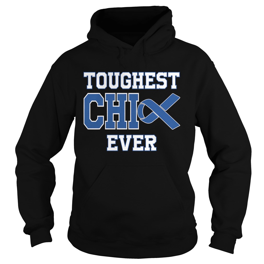 Toughest Chick Ever Colon Cancer Awareness Blue Ribbon  Hoodie