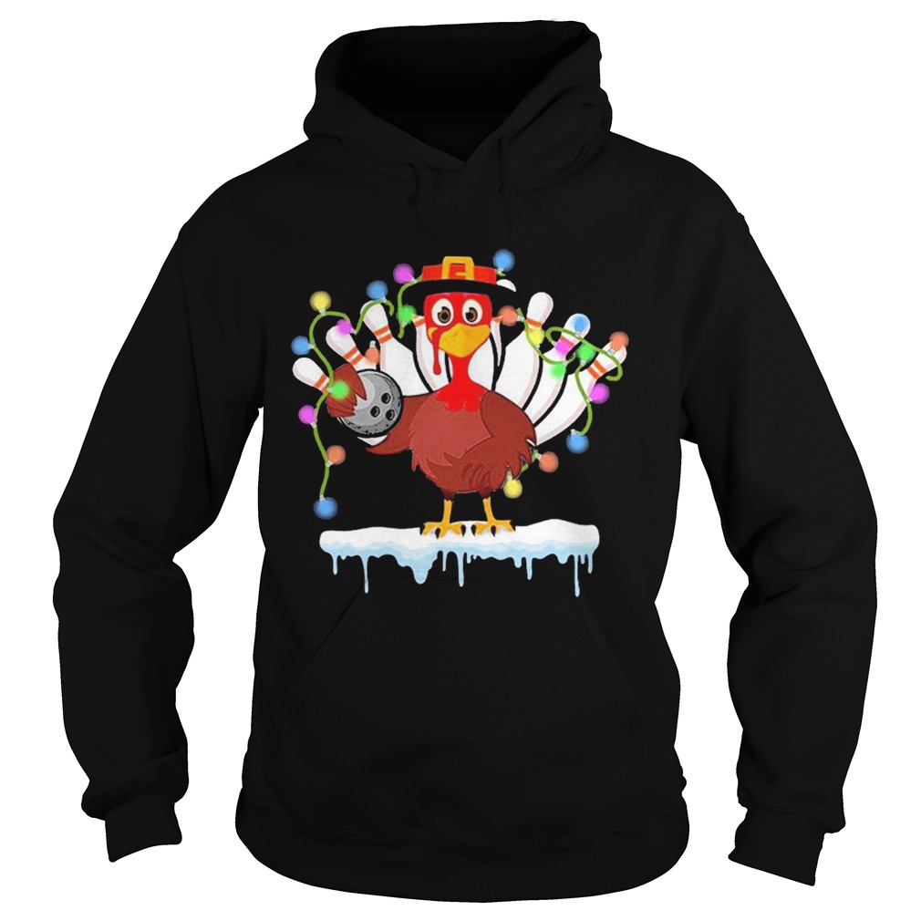 Turkey Playing Bolling Happy Light Christmas  Hoodie