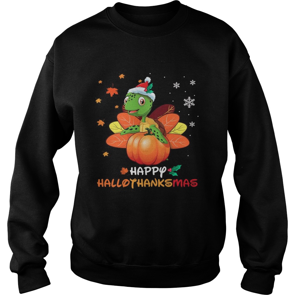 Turtle Santa Happy Hallothanksmas Christmas  Sweatshirt