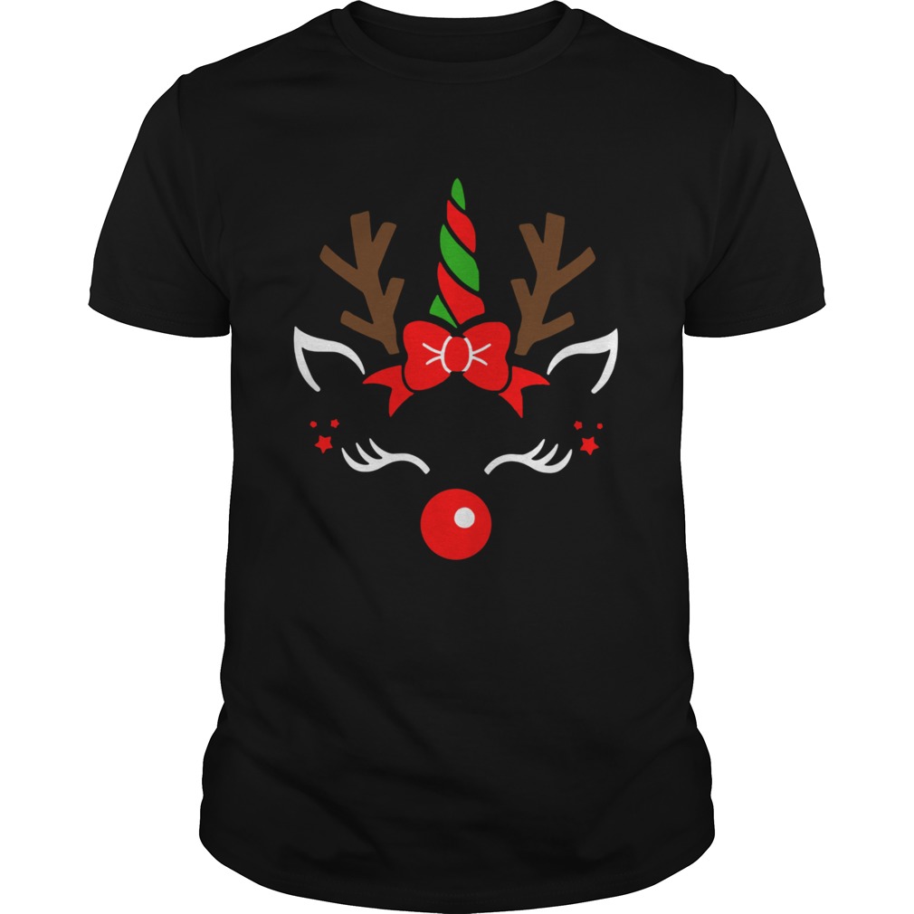 Unicorn Face Reindeer Antlers Christmas Funny Pet Kids Gifts shirt