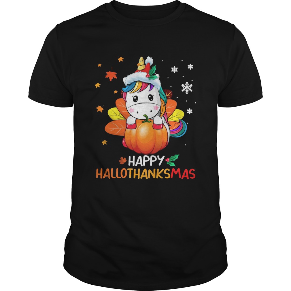 Unicorn Happy Hallothanksmas shirt