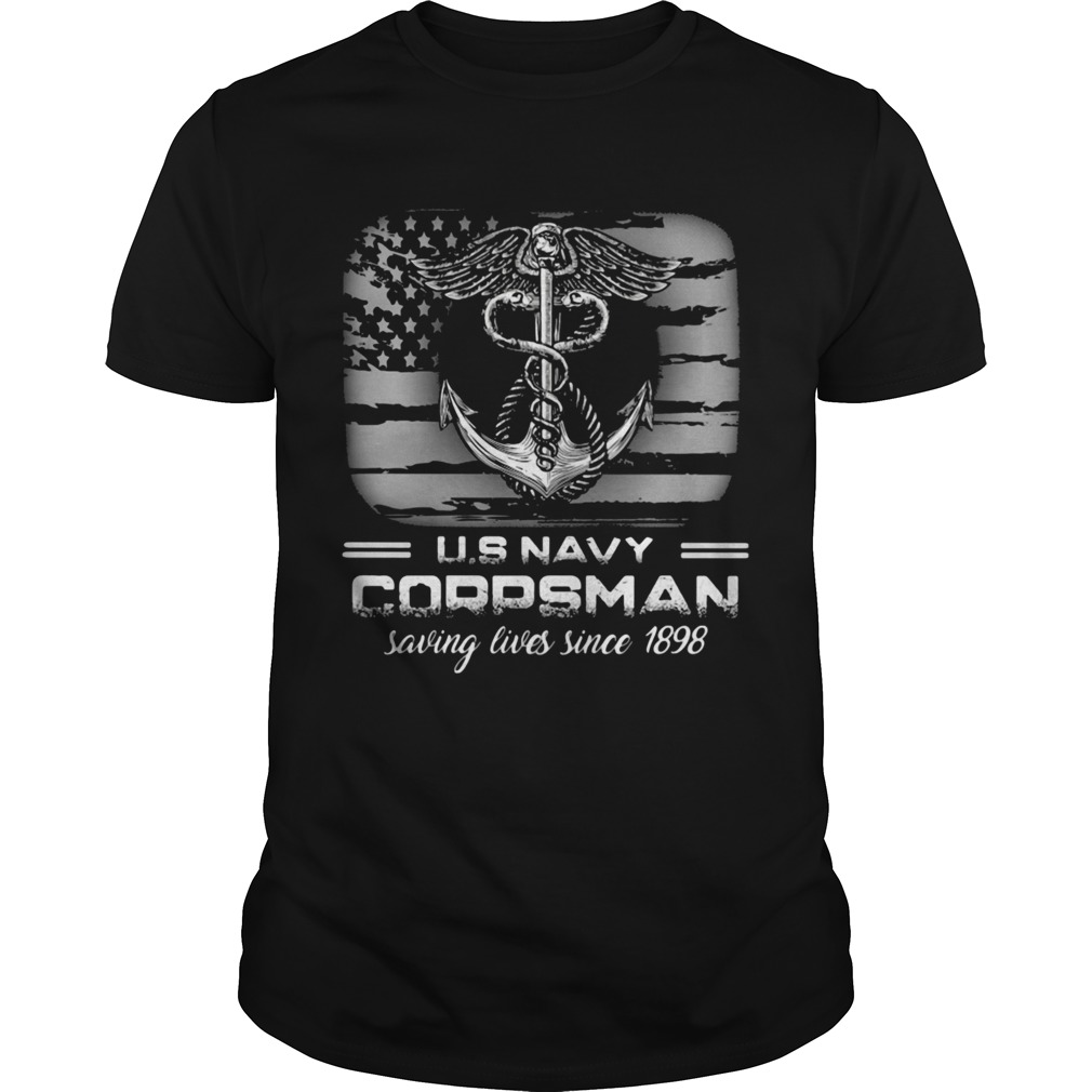 Us Navy corpsman saving lives since 1898 american flag shirt