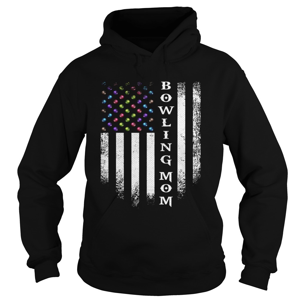 Vintage USA American Flag Bowling Mom Bowler Distressed  Hoodie