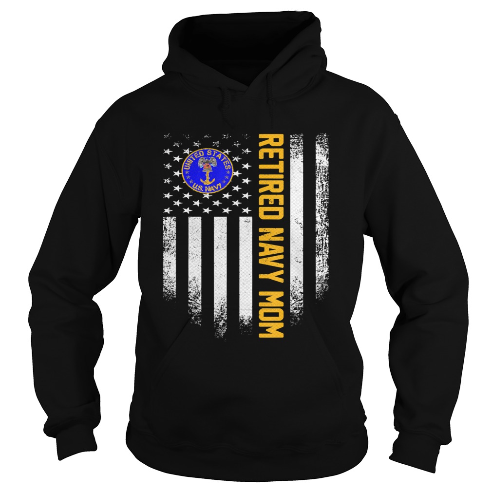 Vintage USA American Flag Retired US Navy Veteran Mom  Hoodie