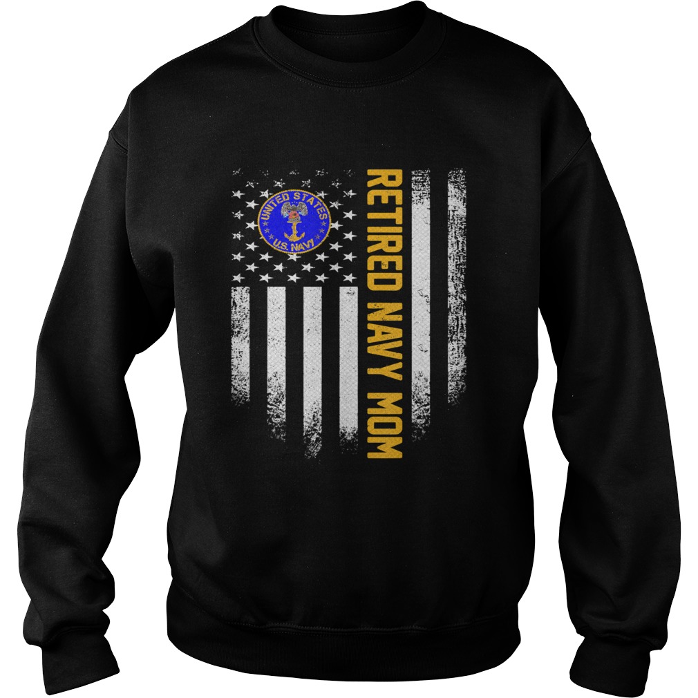 Vintage USA American Flag Retired US Navy Veteran Mom  Sweatshirt