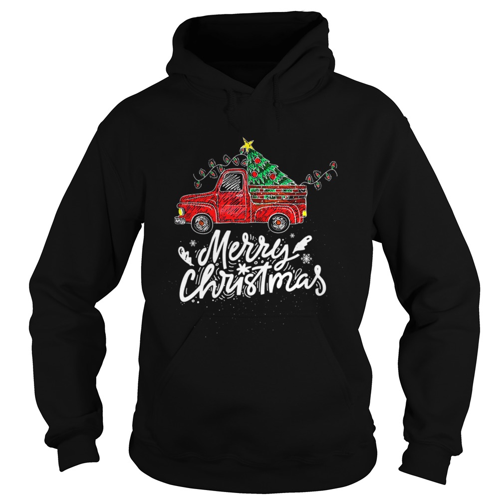 Vintage Wagon Red Truck Christmas Tree Pajama Gift Xmas  Hoodie