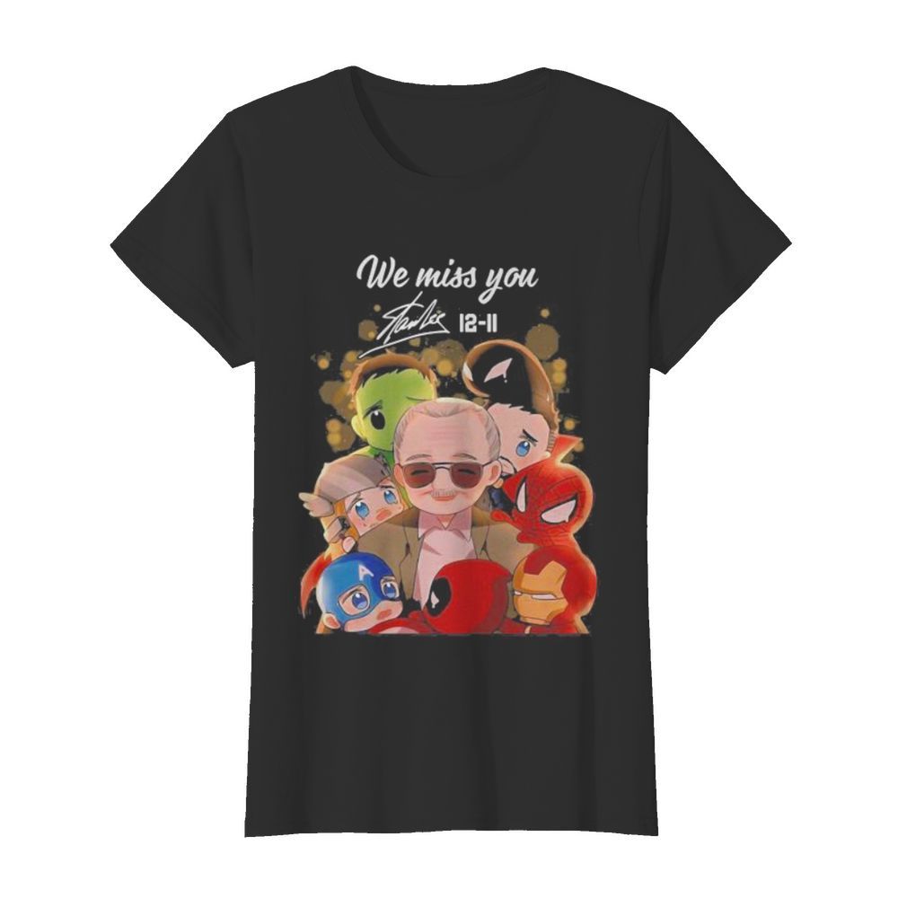 We miss you stan lee 12 11 marvel heroes chibi signature  Classic Women's T-shirt