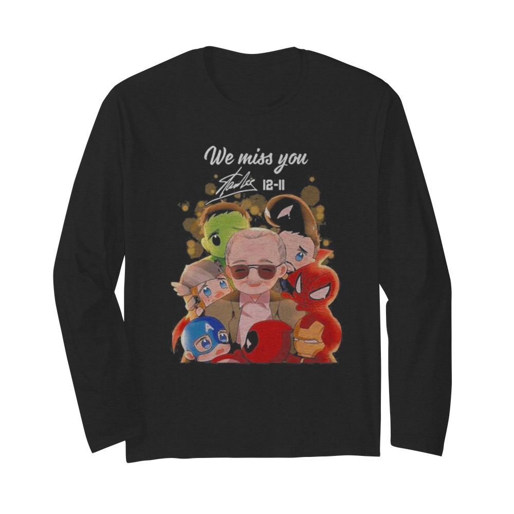 We miss you stan lee 12 11 marvel heroes chibi signature  Long Sleeved T-shirt 