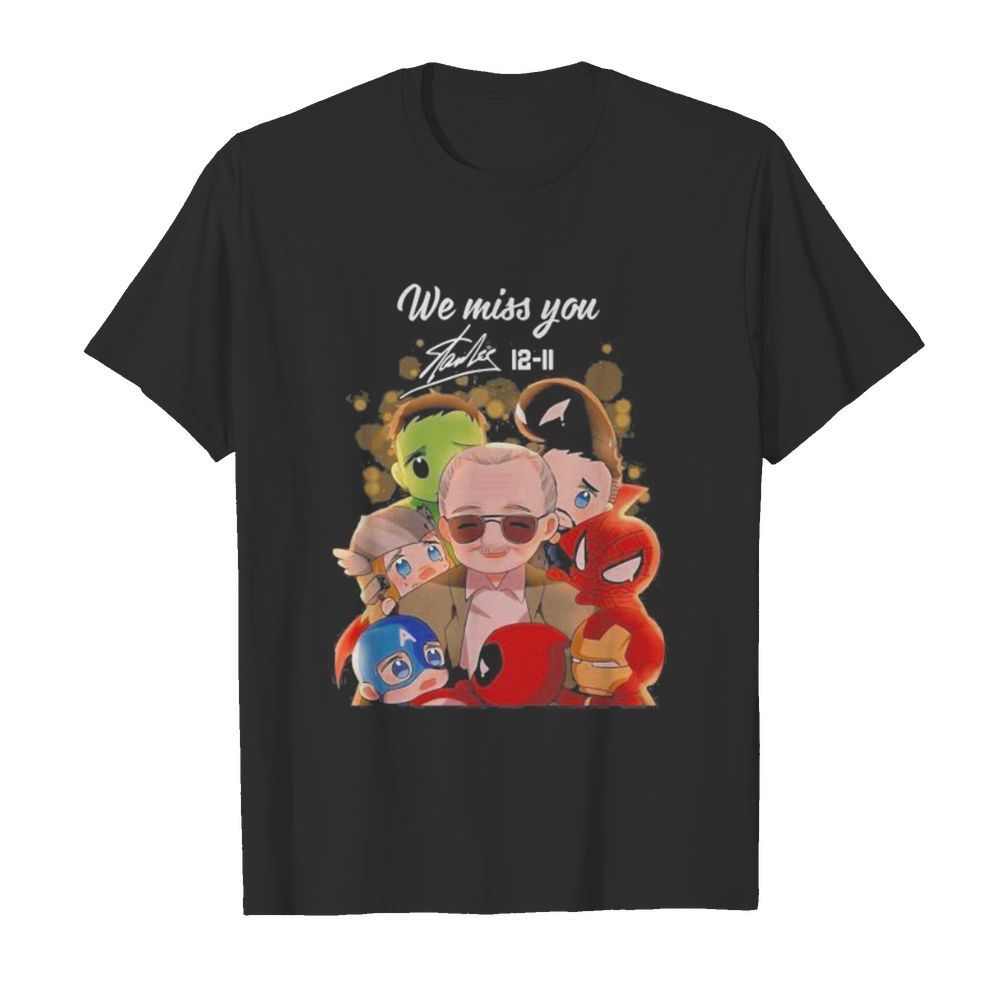 We miss you stan lee 12 11 marvel heroes chibi signature  Classic Men's T-shirt