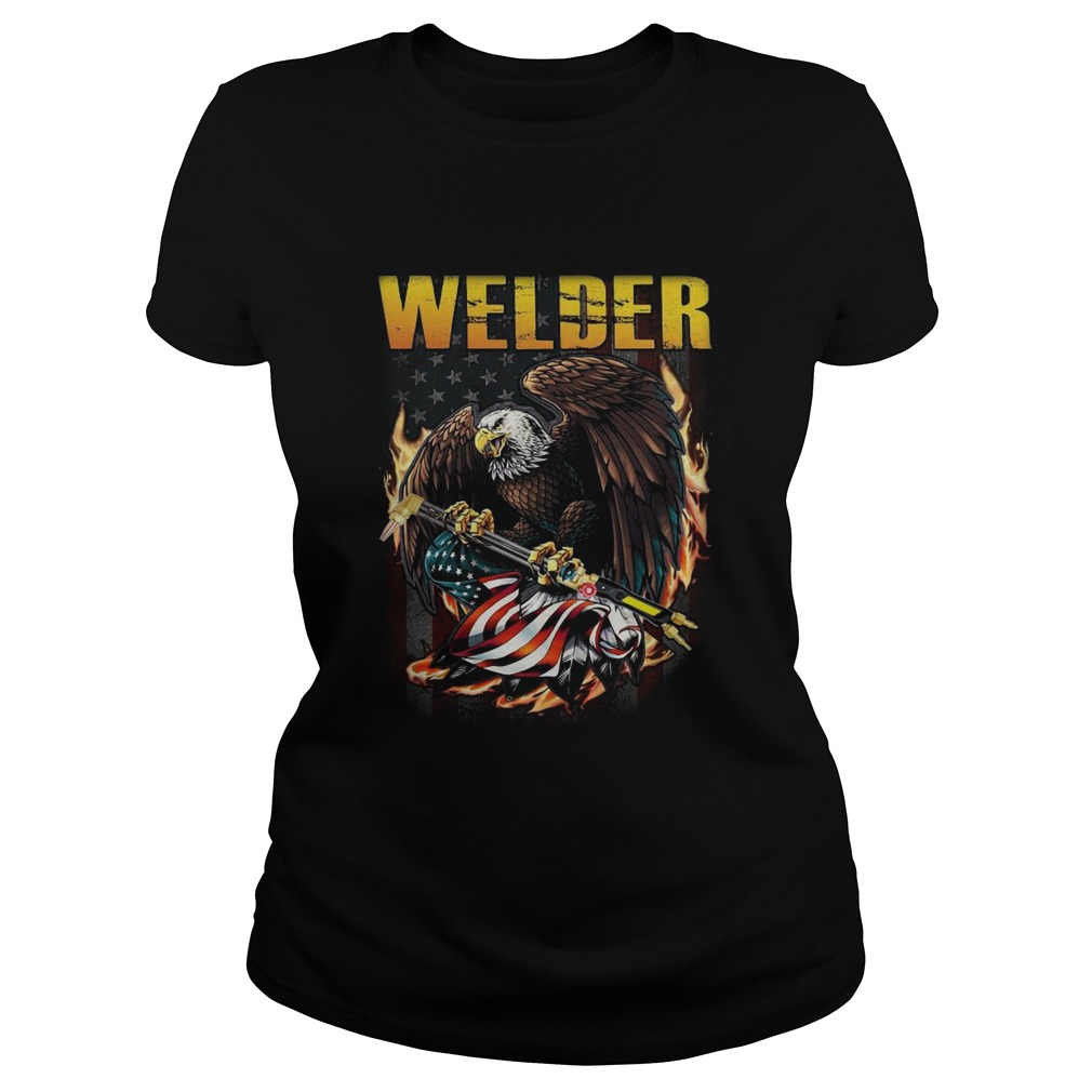 Welder Eagle American Flag  Classic Ladies