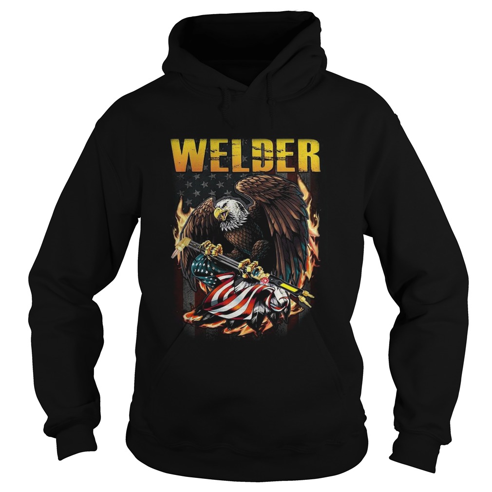 Welder Eagle American Flag  Hoodie