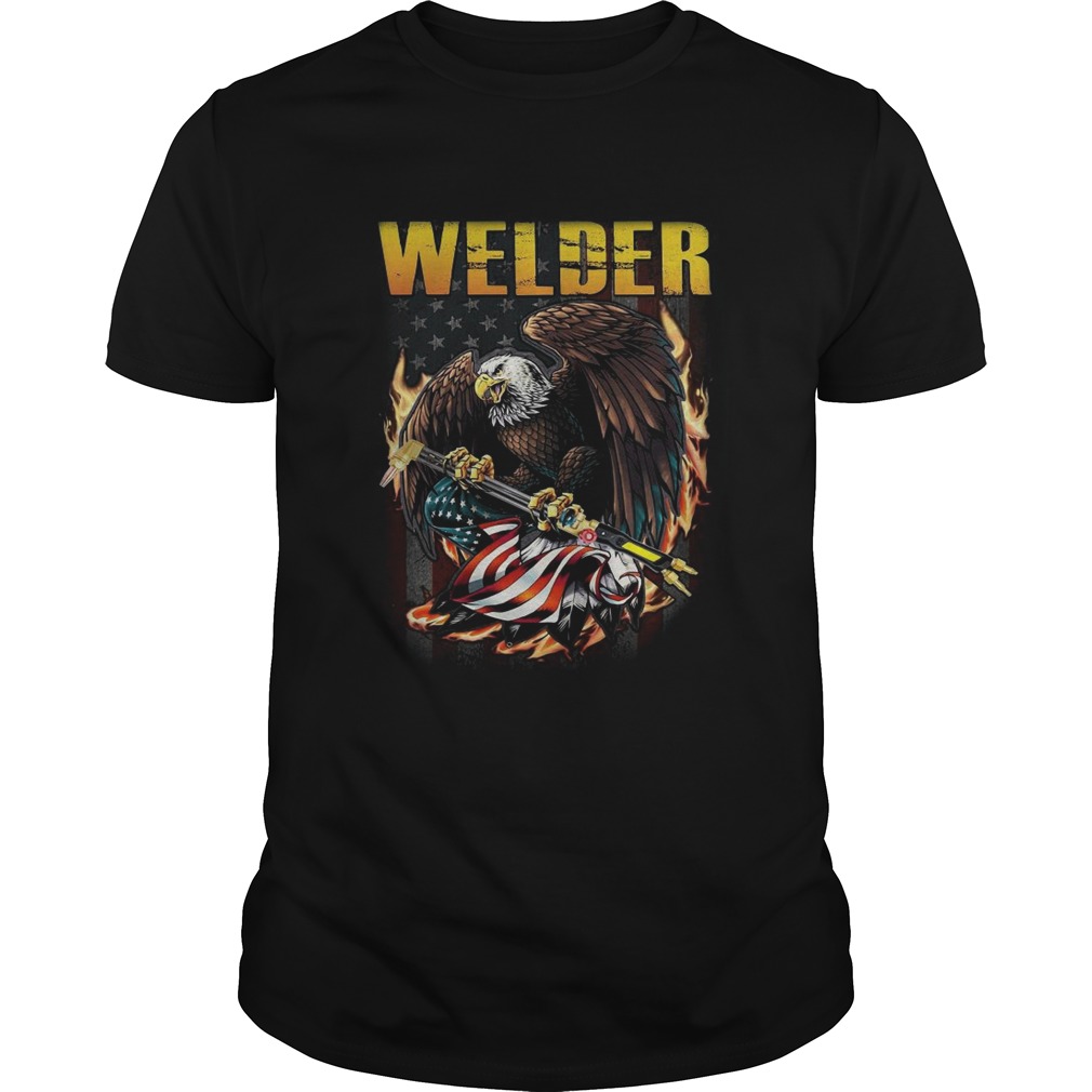 Welder Eagle American Flag  Unisex