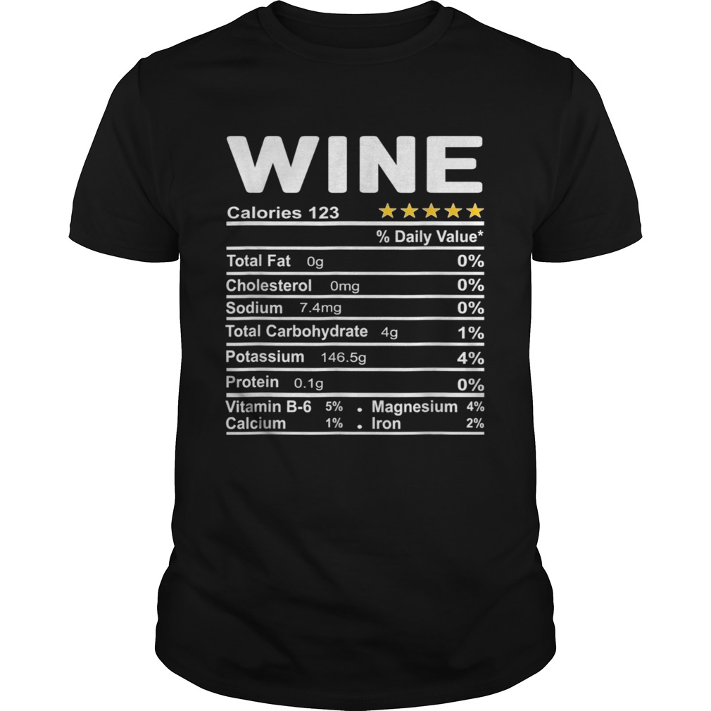 Wine Nutrition Facts 2020 Thanksgiving Christmas Food shirt