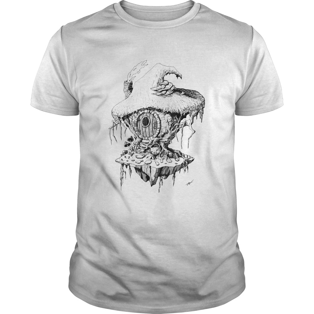 Witchs Hut Hovel Castle Medieval Surreal Series Inkomancer shirt