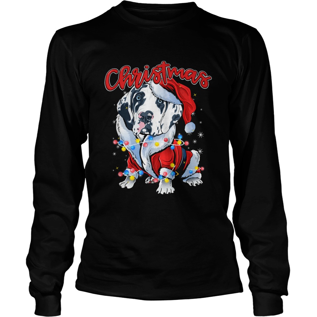 Xmas Lights Great Dane Dog Christmas Pajama Idea  Long Sleeve