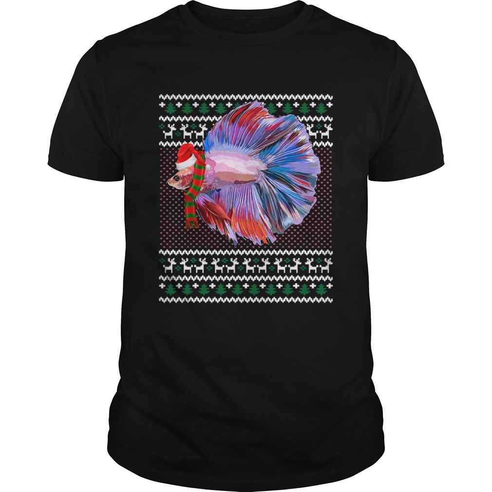 Xmas Santa Hat Betta Fish Ugly Christmas shirt