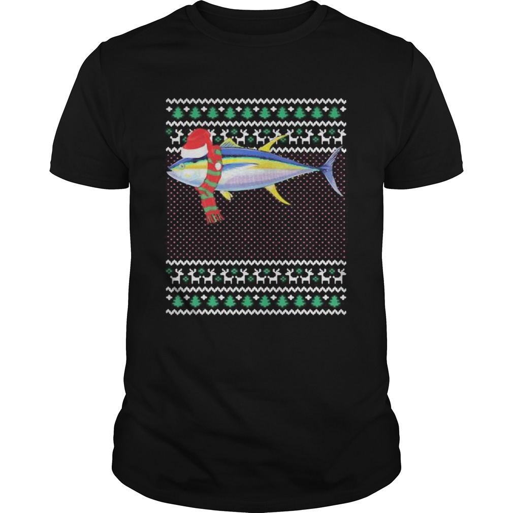 Xmas santa hat yellowfin tuna shirt