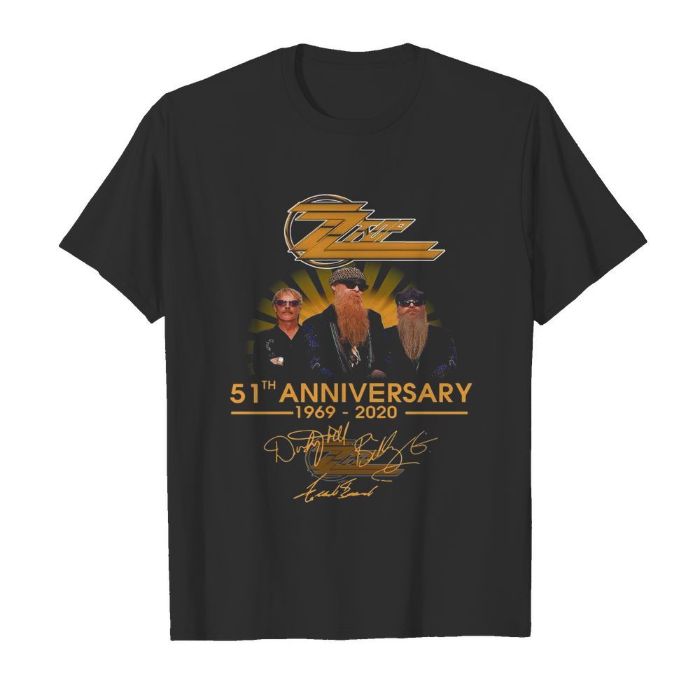 ZZ Top 51th Anniversary 1969 2020 Signatures shirt