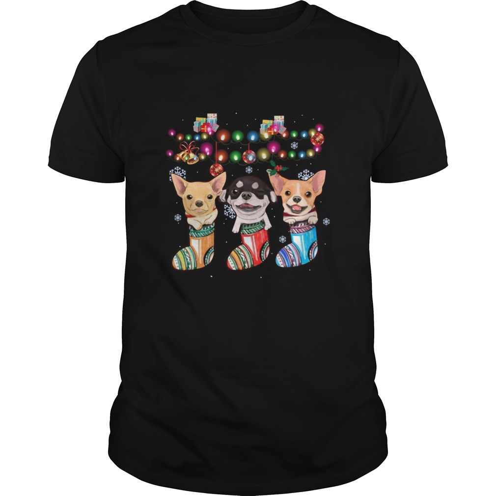 chihuahua socks merry Christmas light shirt