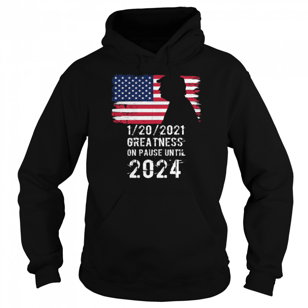 01202021 Greatness On Pause Until 2024 Pro Donald Trump USA Flag  Unisex Hoodie