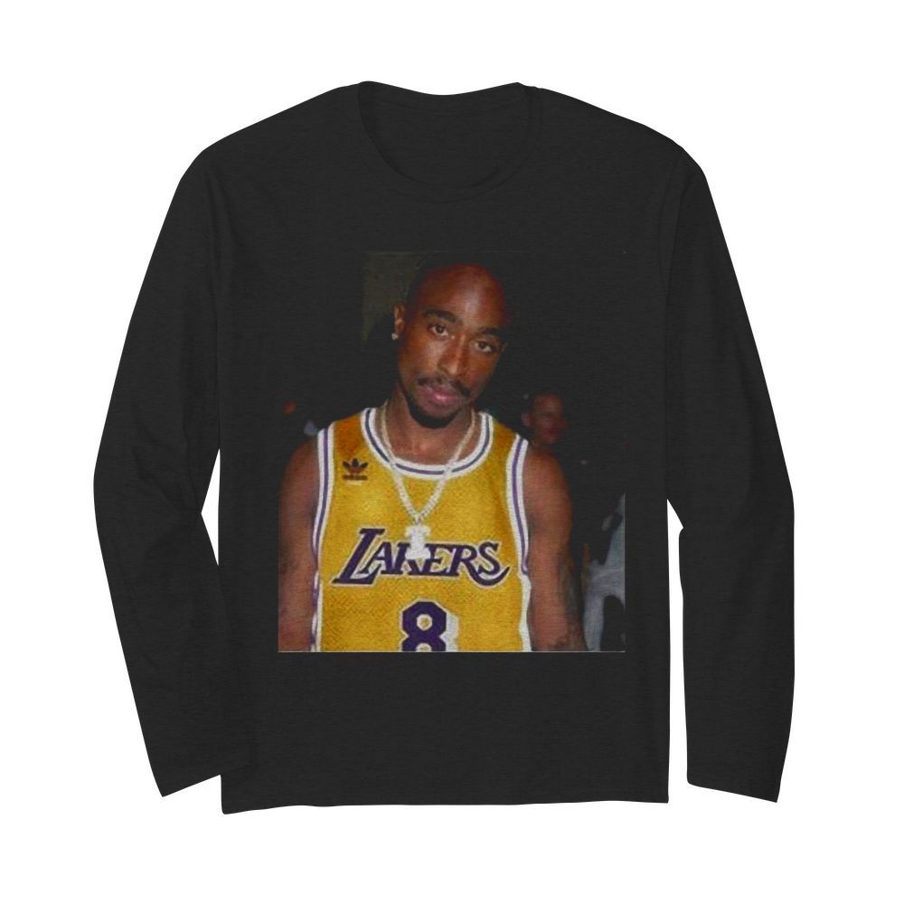 08 Rapper Tupac Shakur Los Angeles Lakers  Long Sleeved T-shirt 