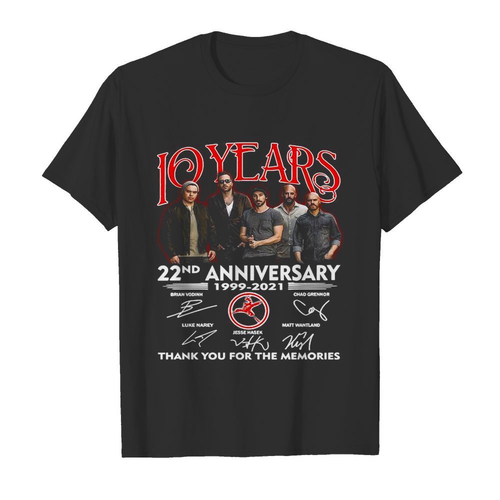 10 Years 22nd Anniversary 1999 2021 Thank You For The Memories Signatures shirt