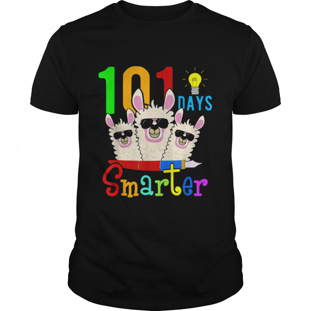 101 Days Smarter Teacher Llama Happy 100th Day Of School  Classic Men's T-shirt