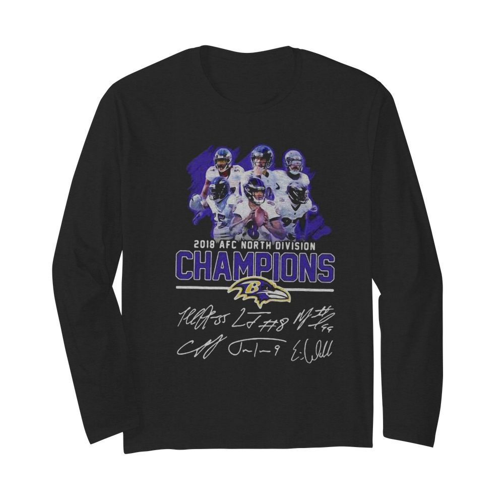 2018 AFC North Division Champions Football Signature  Long Sleeved T-shirt 