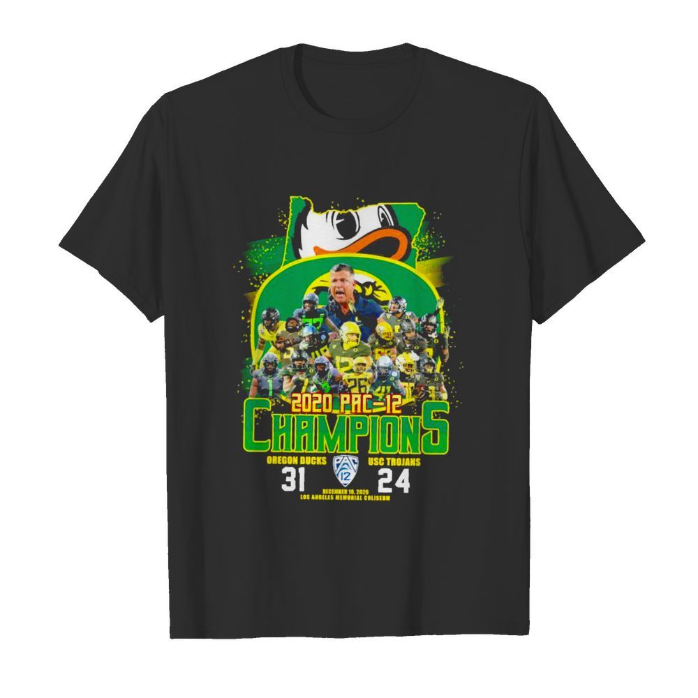 2020 pac 12 champions oregon usc trojans 31 24 shirt