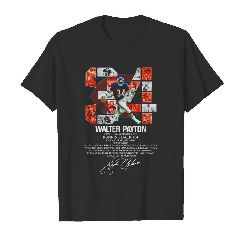 34 Walter Payton July 25 1954 November 1 1999 running back Chicago Bears 1975-1978 signature shirt