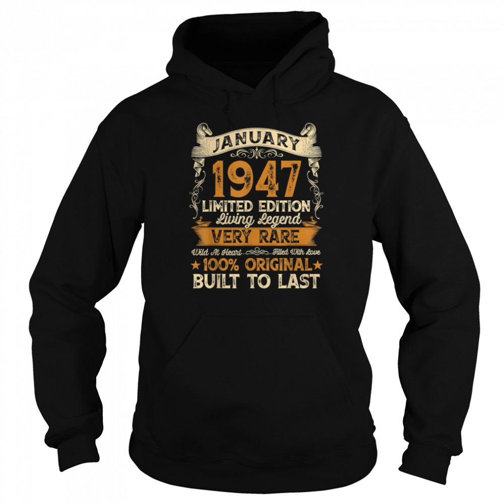 74th Birthday 74 Years Old Retro Vintage January 1947  Unisex Hoodie