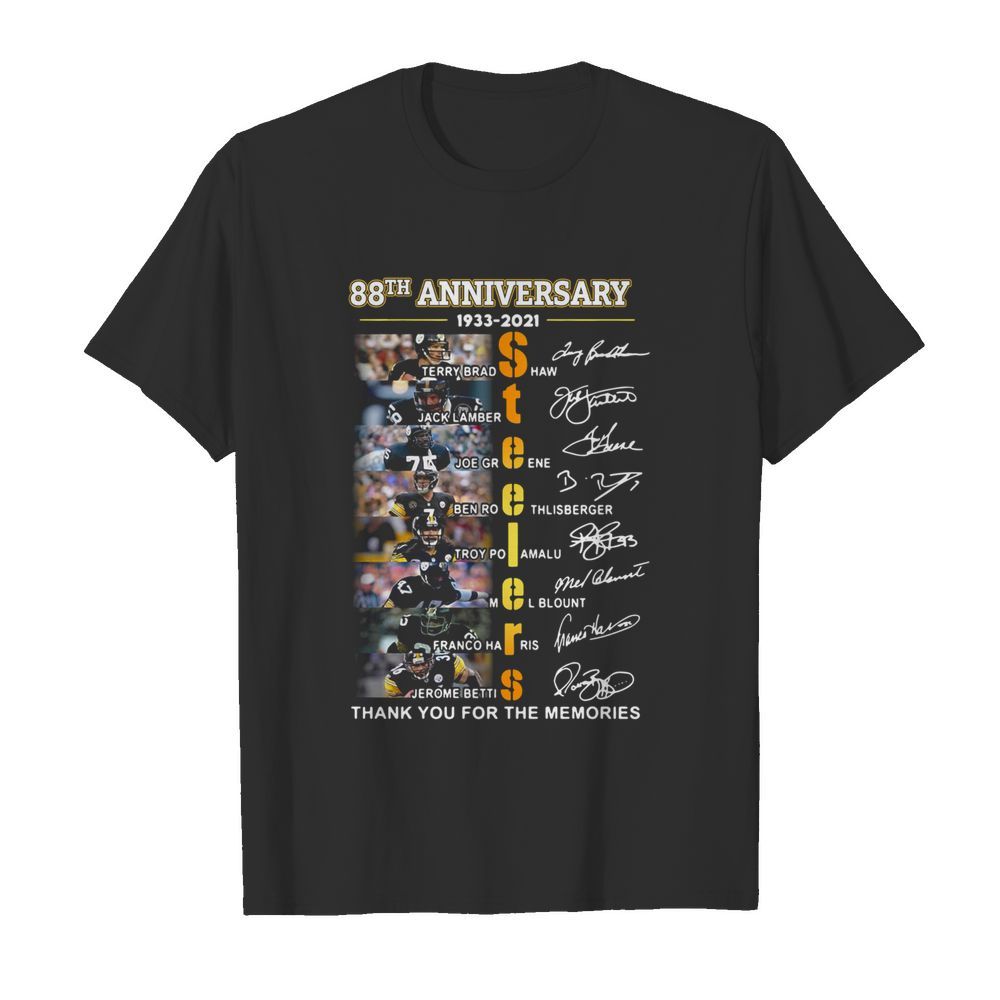 88th Anniversary 1933 2021 Pittsburgh Steelers Thank You For The Memories Signatures  Classic Men's T-shirt