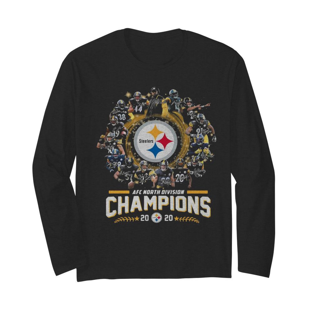 AFC north division Champions 2020 Pittsburgh Steelers signatures  Long Sleeved T-shirt 