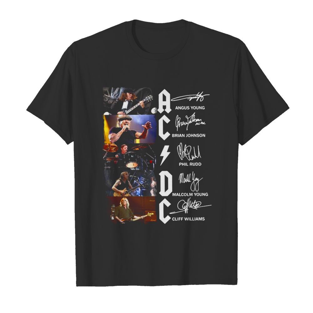 Ac Dc Angus Young Brian Johnson Phil Rudd Malcolm Young Cliff Williams Signatures shirt