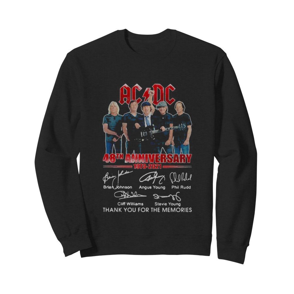 Ac Dc Band Music 48th 1973 2021 Anniversary Thank You For The Memories Signuature  Unisex Sweatshirt