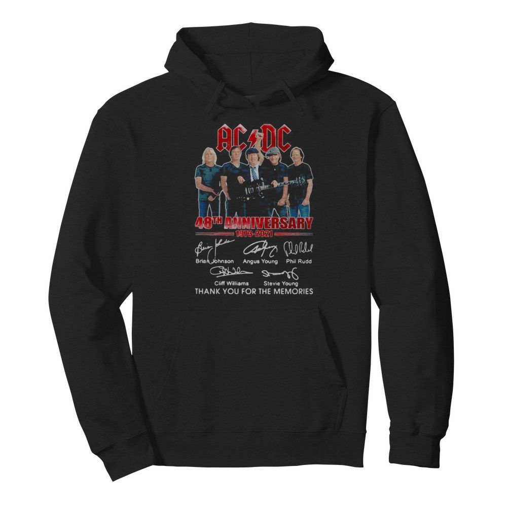 Ac Dc Band Music 48th 1973 2021 Anniversary Thank You For The Memories Signuature  Unisex Hoodie