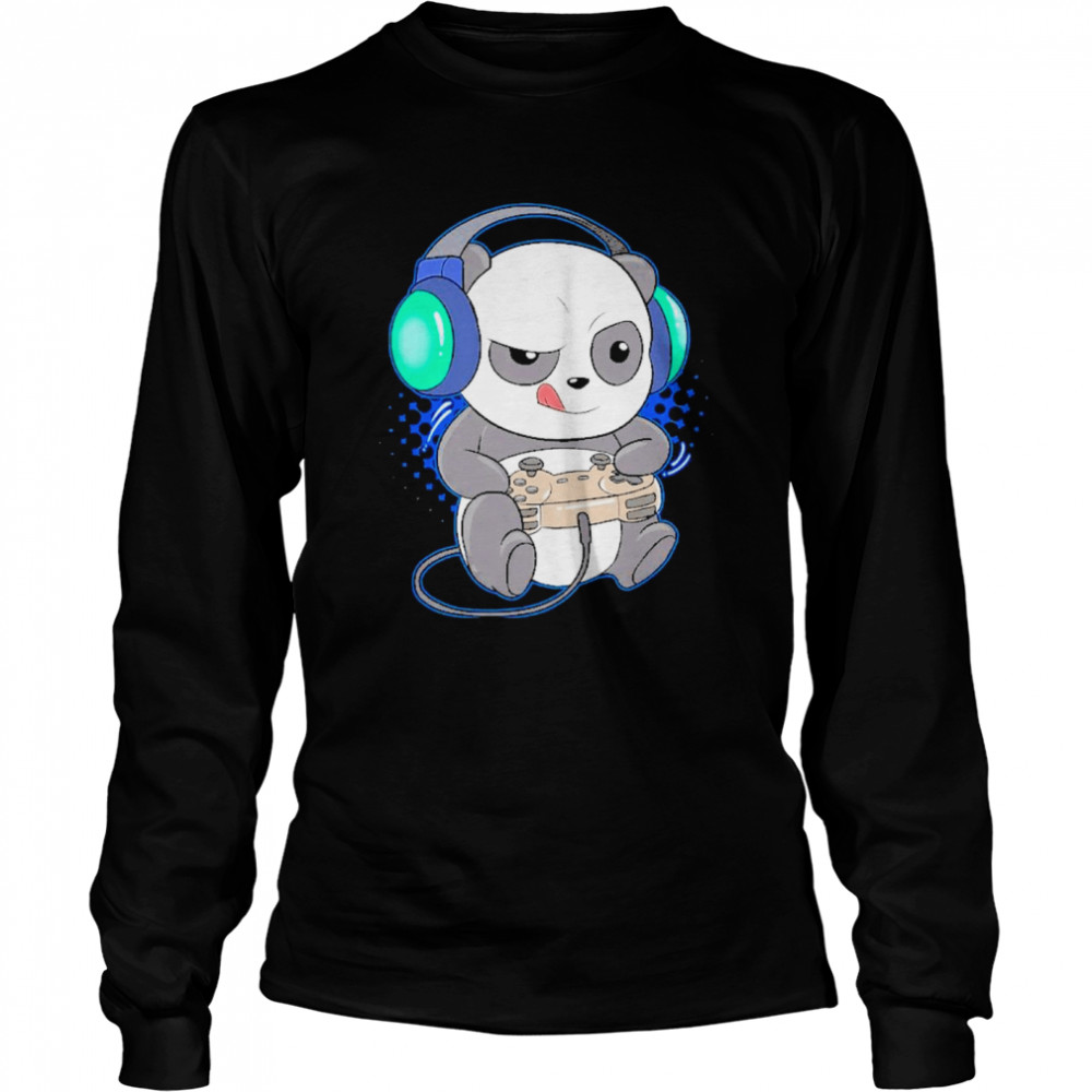 Adorable gaming panda  Long Sleeved T-shirt