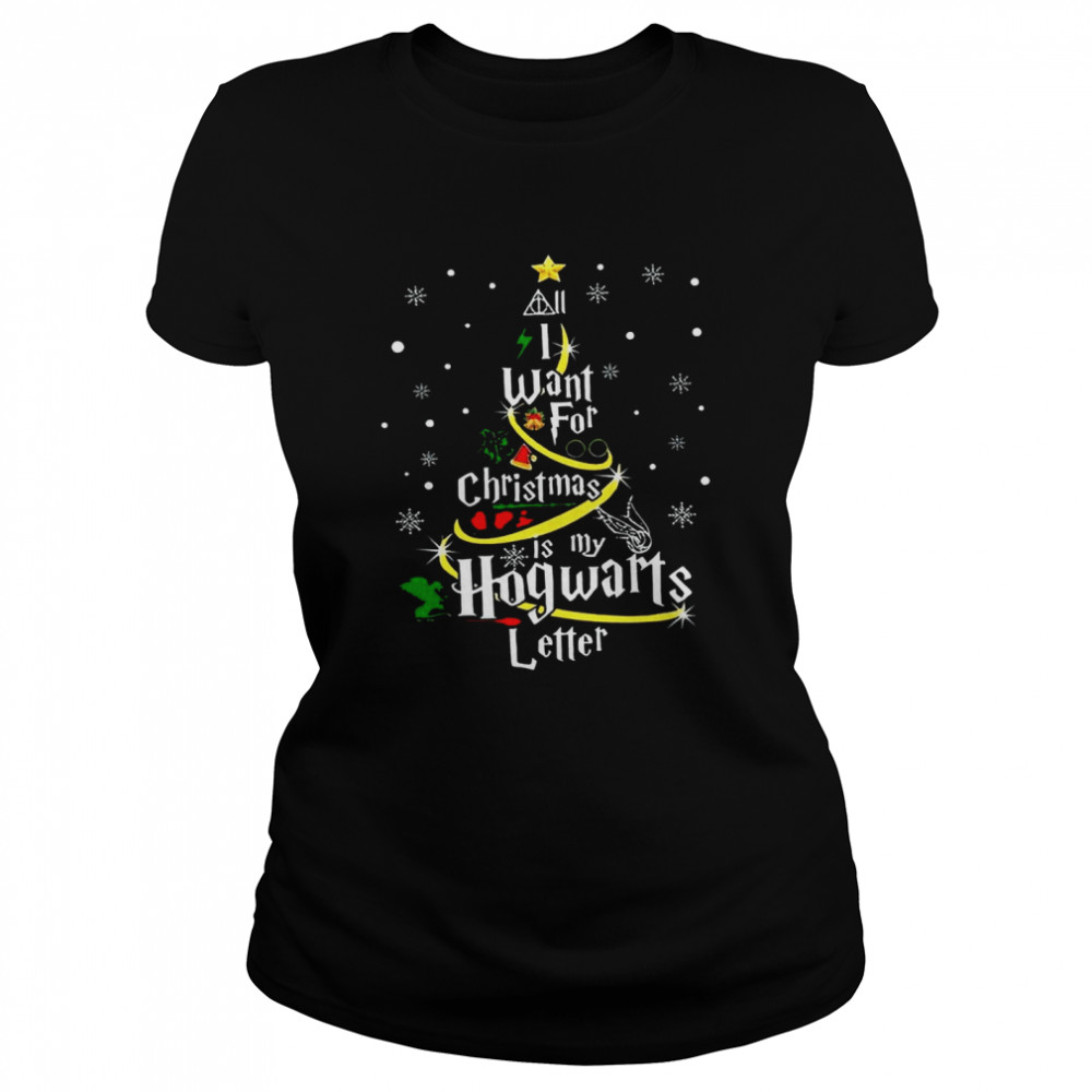 All I Want For Christmas Is My Hogwarts Letter Christmas Tree  Classic Women's T-shirt