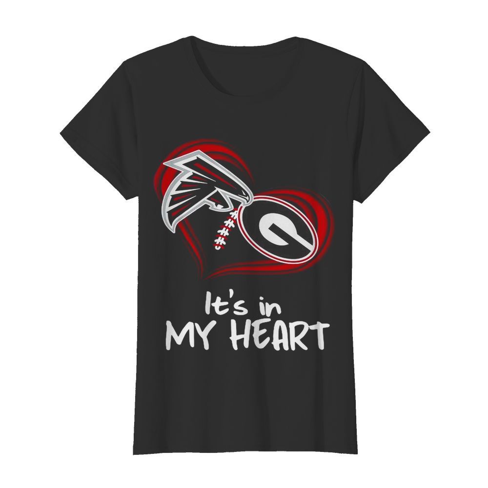 Atlanta Falcons And Georgia Bulldogs Football Its In My Heart Valentines Day  Classic Women's T-shirt