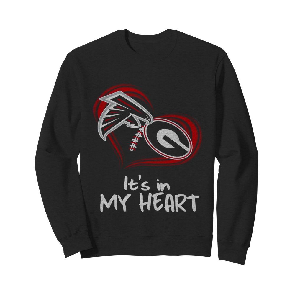 Atlanta Falcons And Georgia Bulldogs Football Its In My Heart Valentines Day  Unisex Sweatshirt