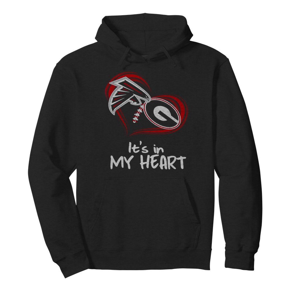 Atlanta Falcons And Georgia Bulldogs Football Its In My Heart Valentines Day  Unisex Hoodie