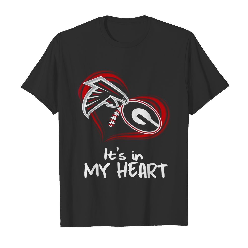 Atlanta Falcons And Georgia Bulldogs Football Its In My Heart Valentines Day  Classic Men's T-shirt