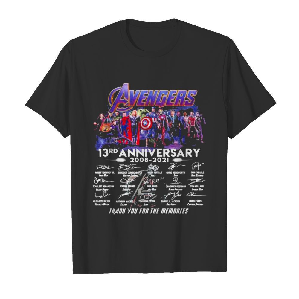 Avengers 13rd Anniversary 2008 2021 Thank You For The Memories Signature shirt