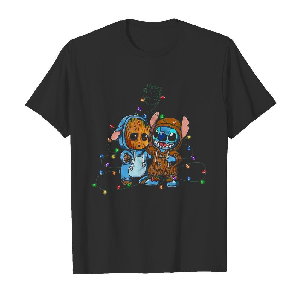 Baby Groot And Baby Stitch Merry Christmas Light shirt