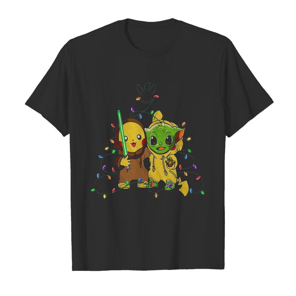 Baby Pikachu And Baby Yoda Merry Christmas Light shirt