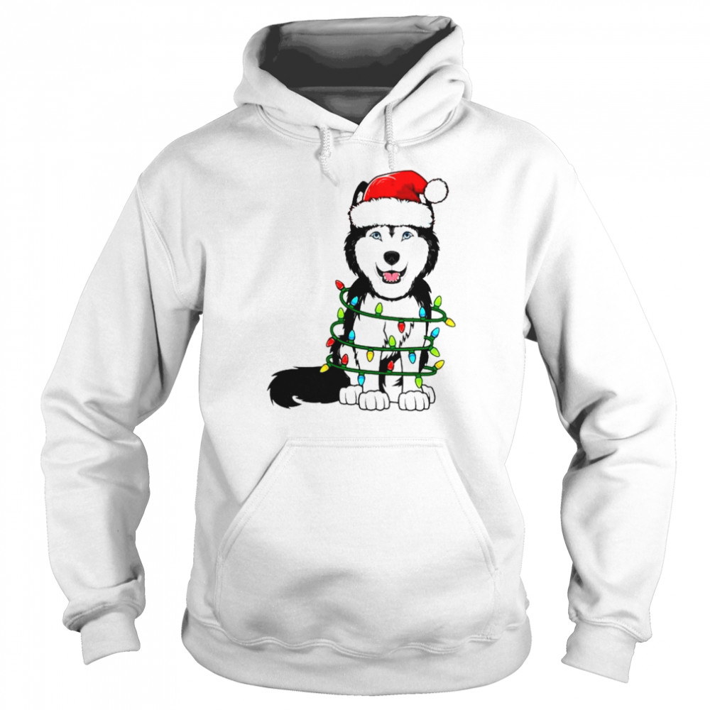 Baby Siberian Husky Santa hat Christmas Lights Xmas  Unisex Hoodie