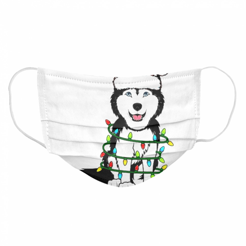 Baby Siberian Husky Santa hat Christmas Lights Xmas  Cloth Face Mask