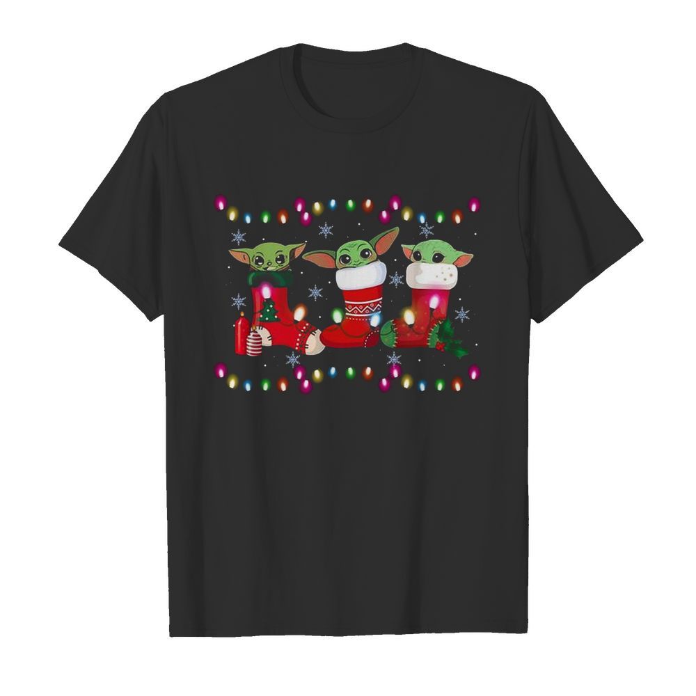 Baby Yoda In Stock Merry Christmas Light shirt