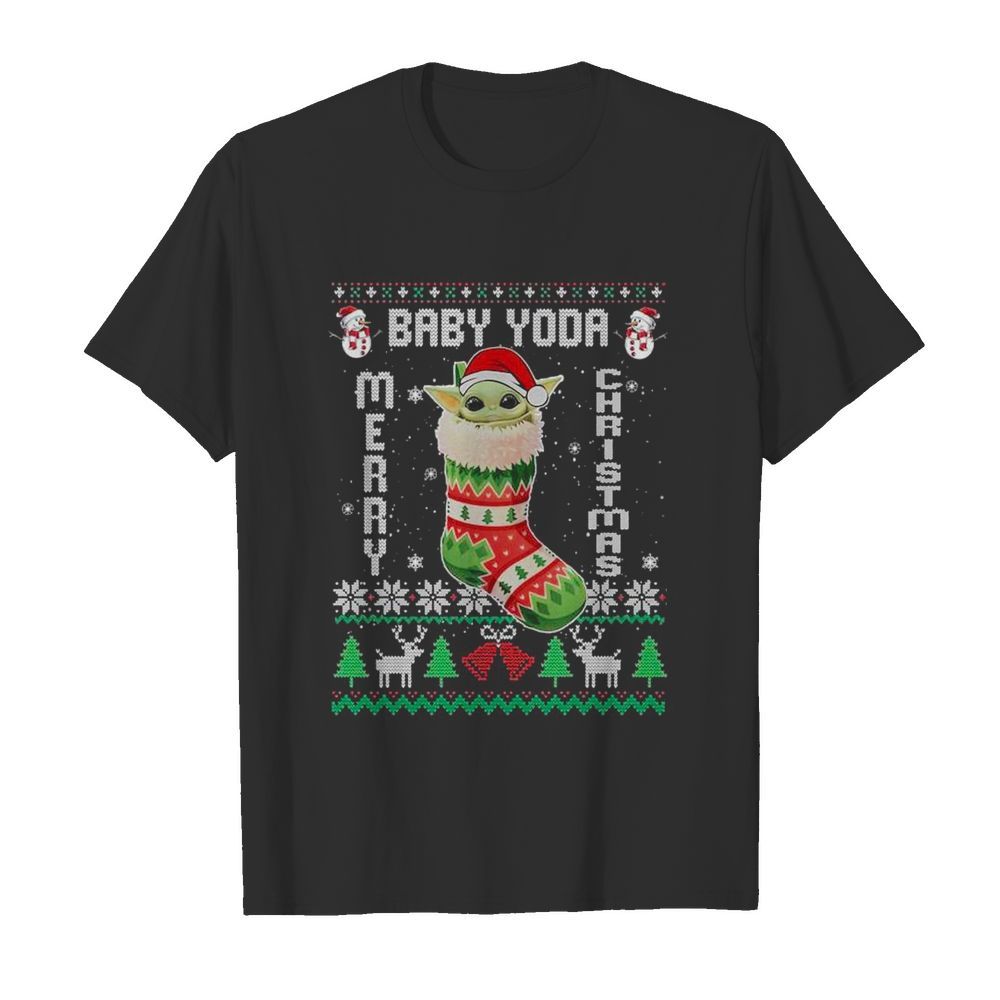 Baby Yoda In The Sock Merry Christmas Ugly  Classic Men's T-shirt