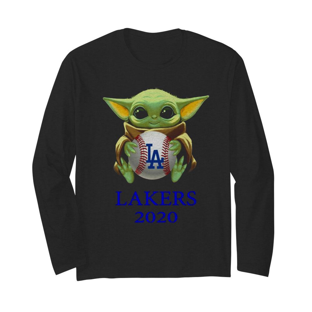 Baby Yoda hug Los Angeles Lakers 2020 t Long Sleeved T-shirt 